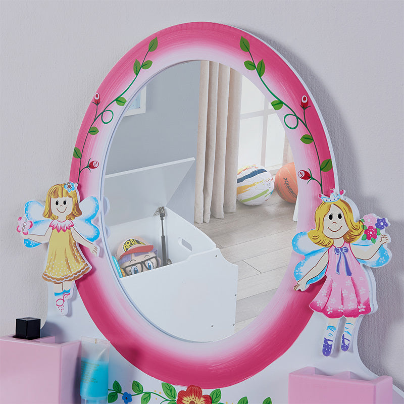 Wooden Makeup Dresser Furniture Girls Mirrored Dressing Table For Kids