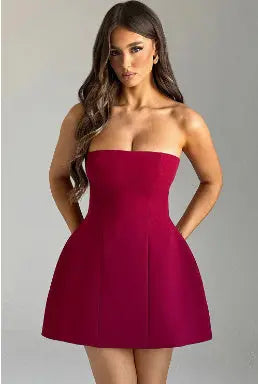 Fashion Tube Dress Summer Solid Color Sasual Backless Slim Short Dresses Party Womens Clothing 