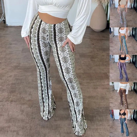High Elastic Tight Pants Slim Sexy Print Trousers Womens Clothing 