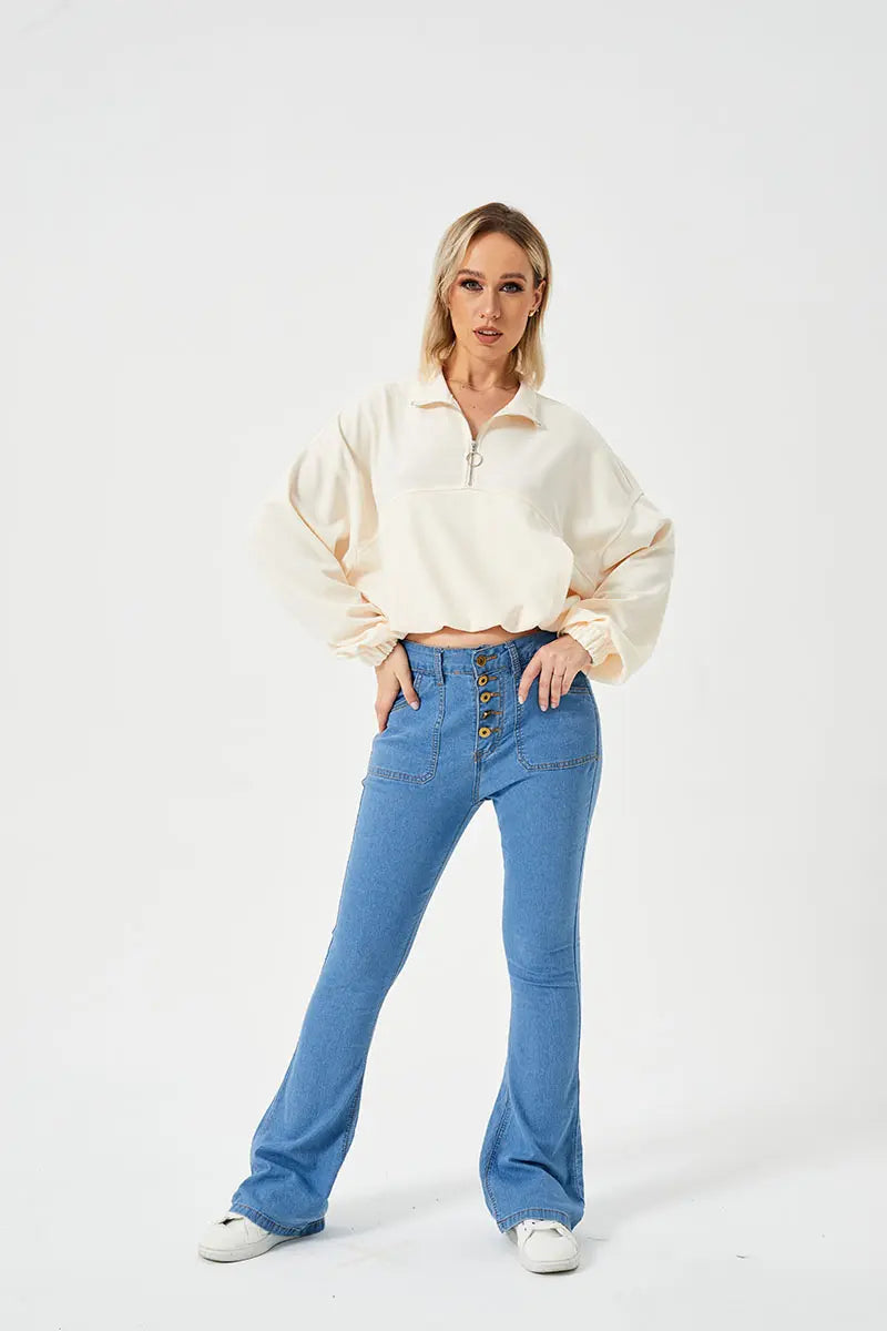 Women's Loose Casual Half Zipper Sweatshirt 