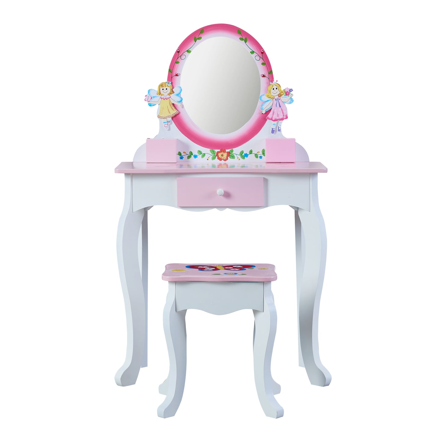 Wooden Makeup Dresser Furniture Girls Mirrored Dressing Table For Kids