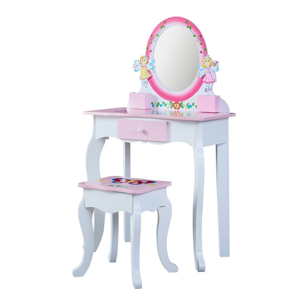 Wooden Makeup Dresser Furniture Girls Mirrored Dressing Table For Kids