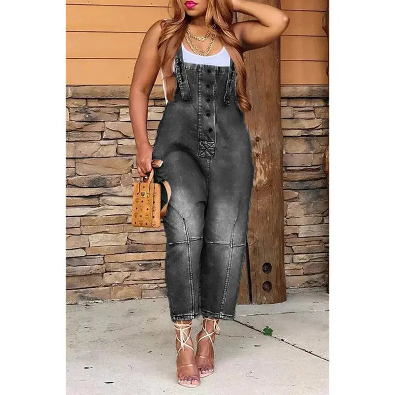 Women's Clothing Fashion Casual Siamese Suspender Jeans Women 