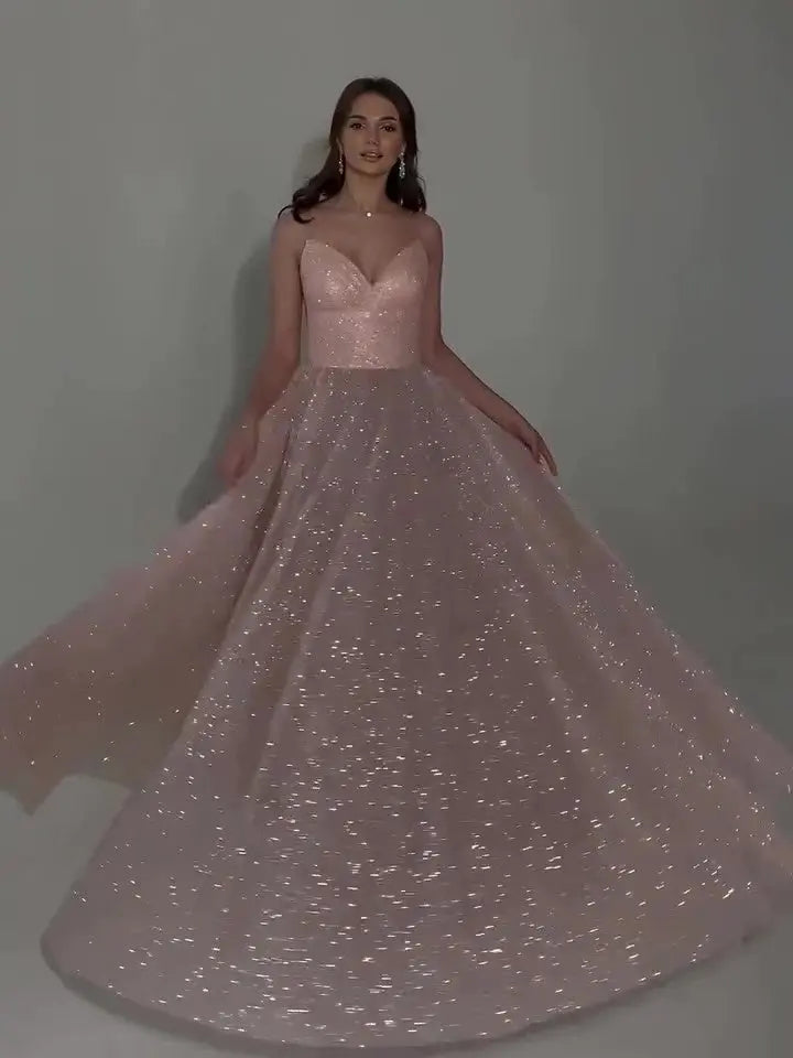 Sequined Backless Evening Dress 