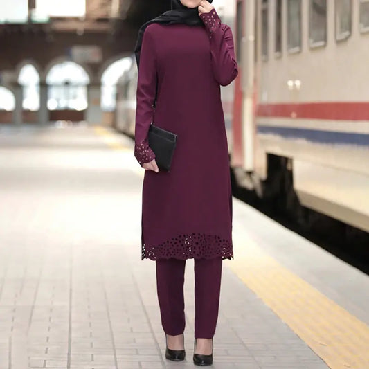 Muslim women's suit abaya two-piece suit 