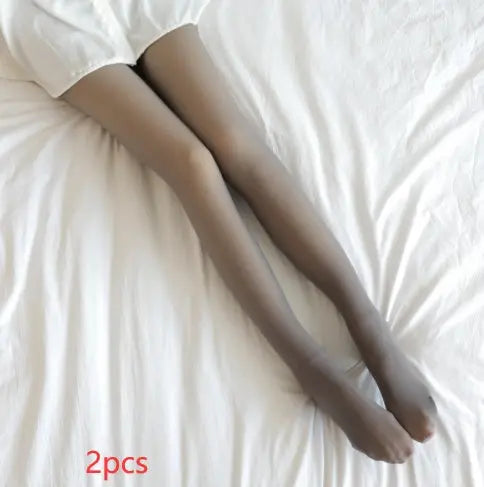 Fake Translucent Plus Size Leggings Fleece Lined Tights Fall 