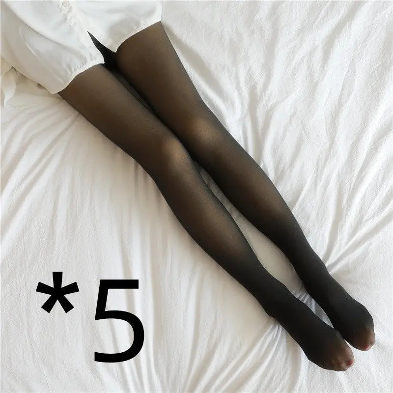Fake Translucent Plus Size Leggings Fleece Lined Tights Fall 