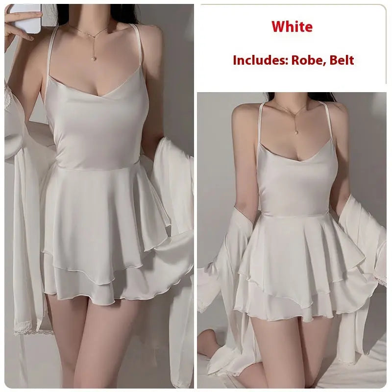 Underwear Pure Lace Slip Nightdress Outerwear Gown Homewear Suit 