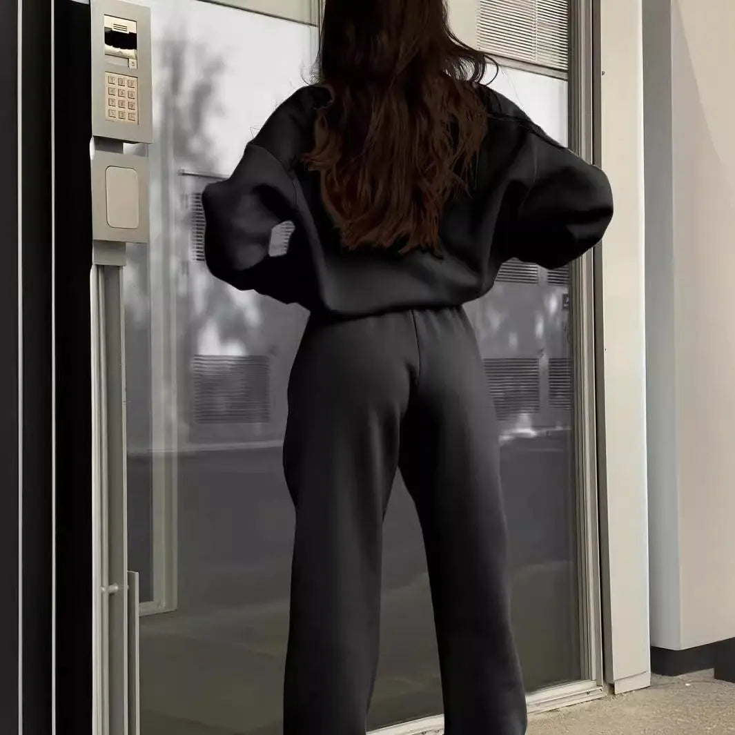 Long-sleeved Sports Sweatshirt Suit Fashion Stand-up Collar Zip-up Top And Elastic Band Trousers With Pocket Srping Fall Clothing For Women 
