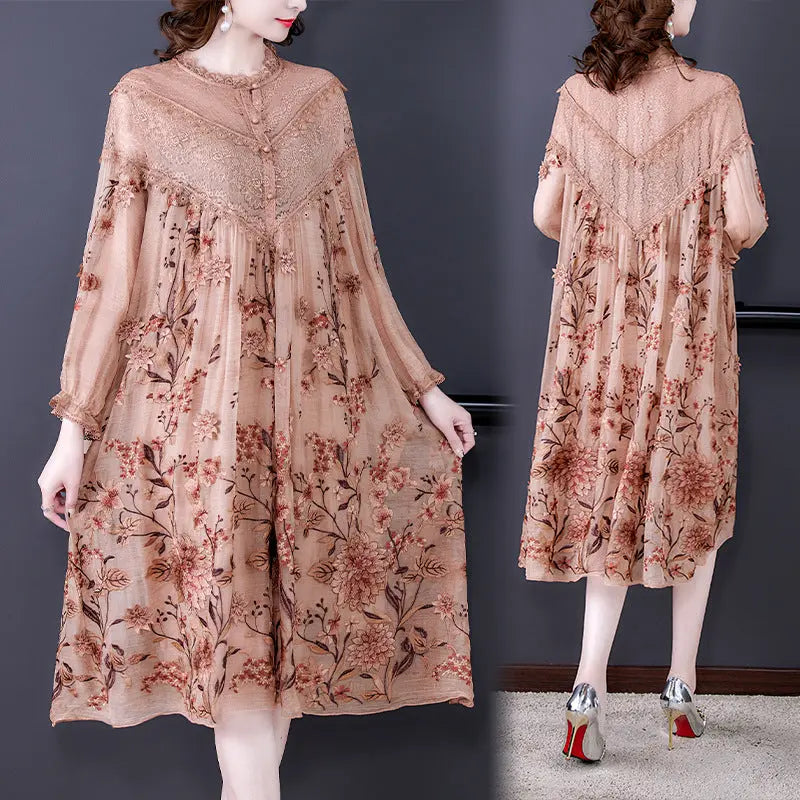 Middle Aged Mother's Silk Dress  Silk 