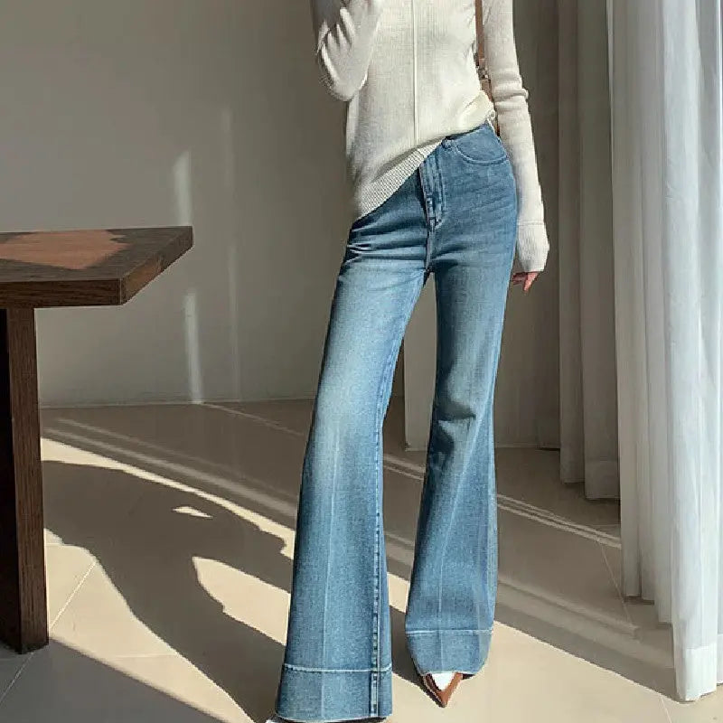 French Style Temperament Retro Washed Jeans For Women 