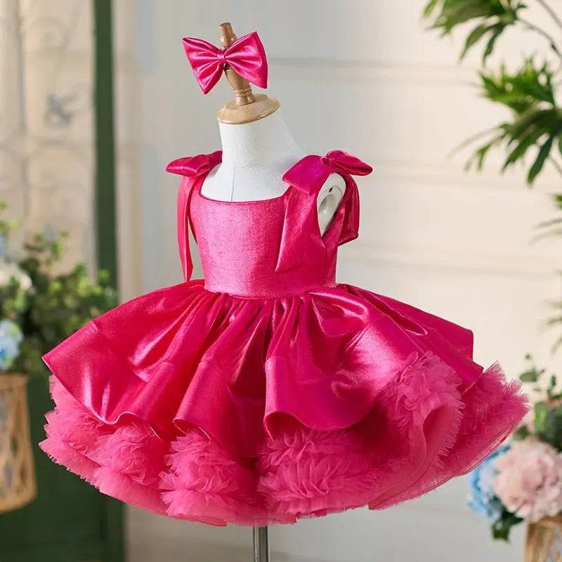 Rose Suspender Puffy Party Dress 