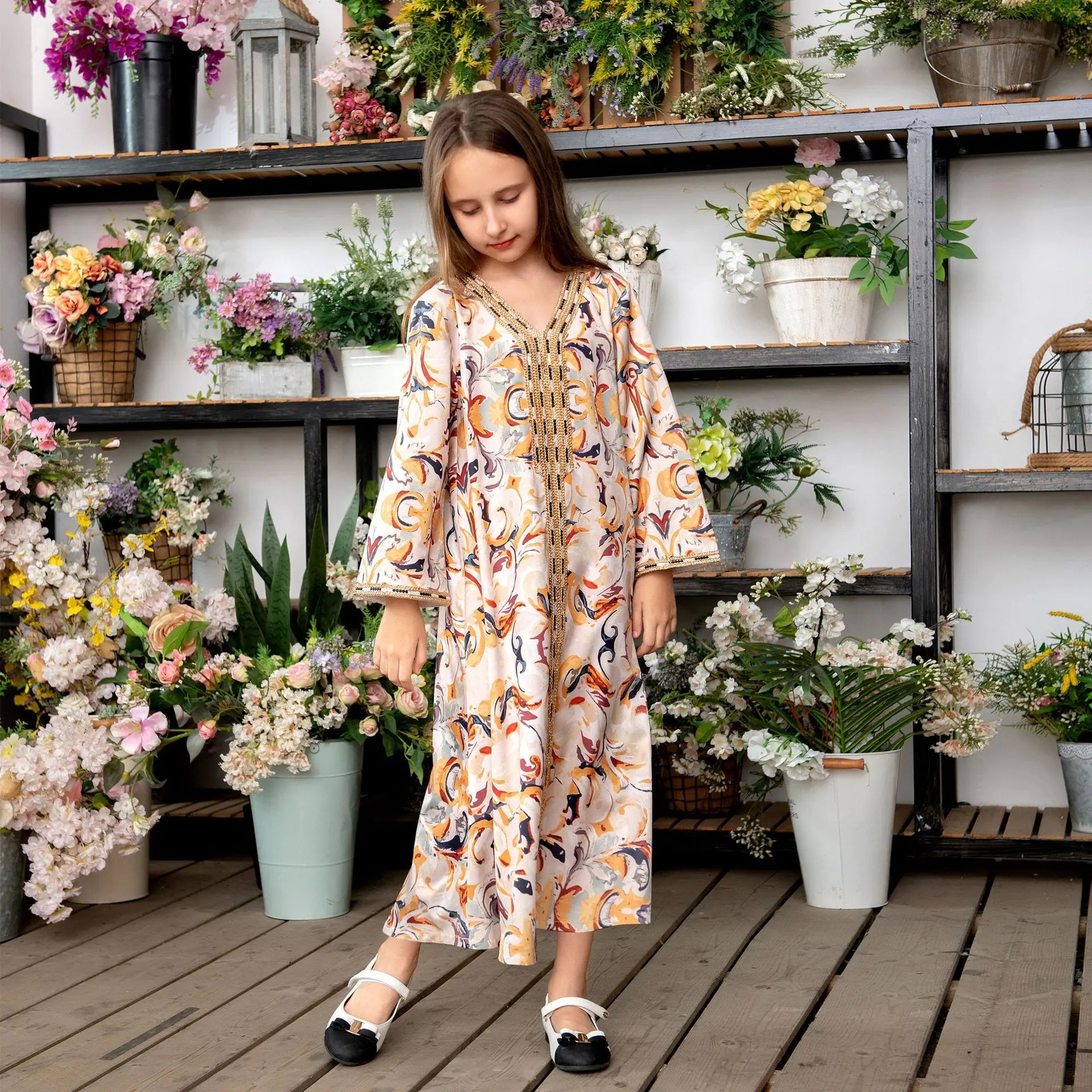 Printed Robe Muslim Mother And Daughter Abaya European Beauty Big Boy 