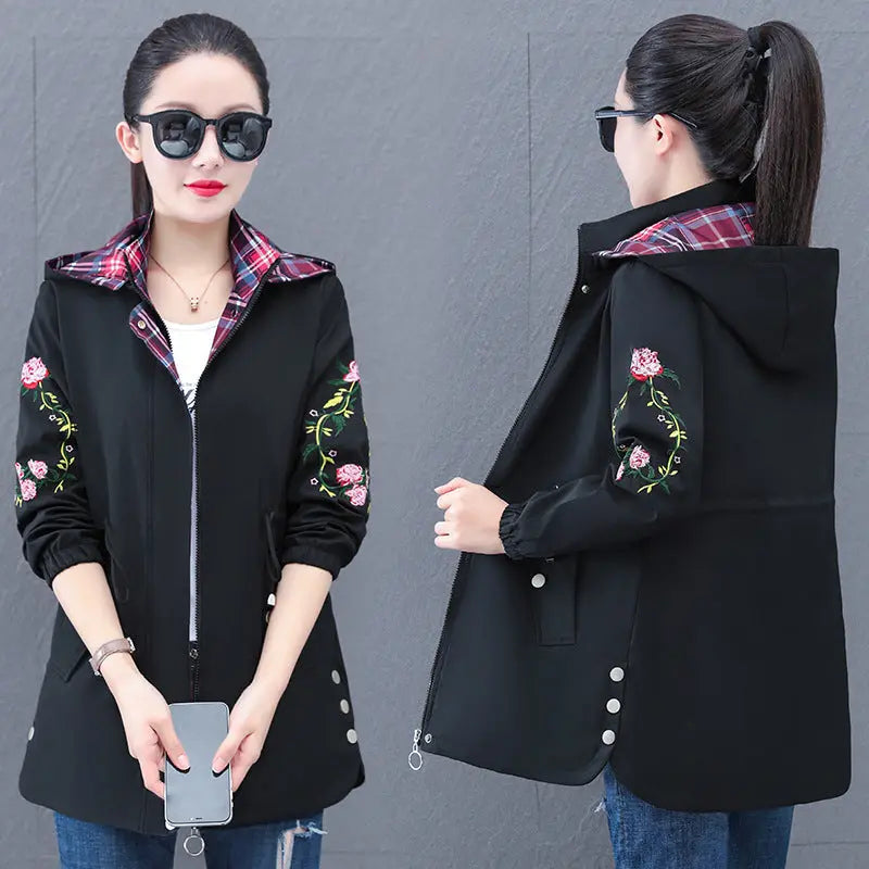 Women's Mid-length Hooded Detachable Trench Coat 
