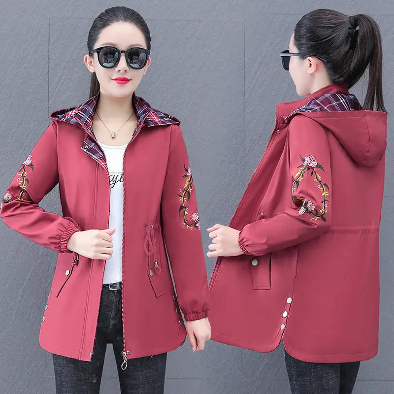 Women's Mid-length Hooded Detachable Trench Coat 