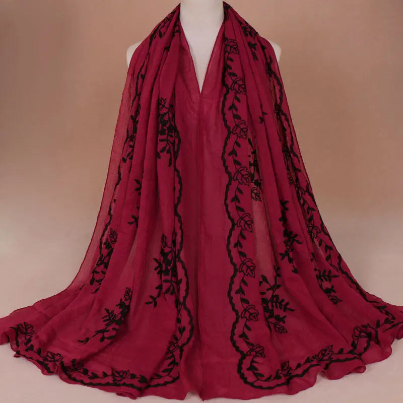 Cotton Embroidered Long Scarf For Indian Women 