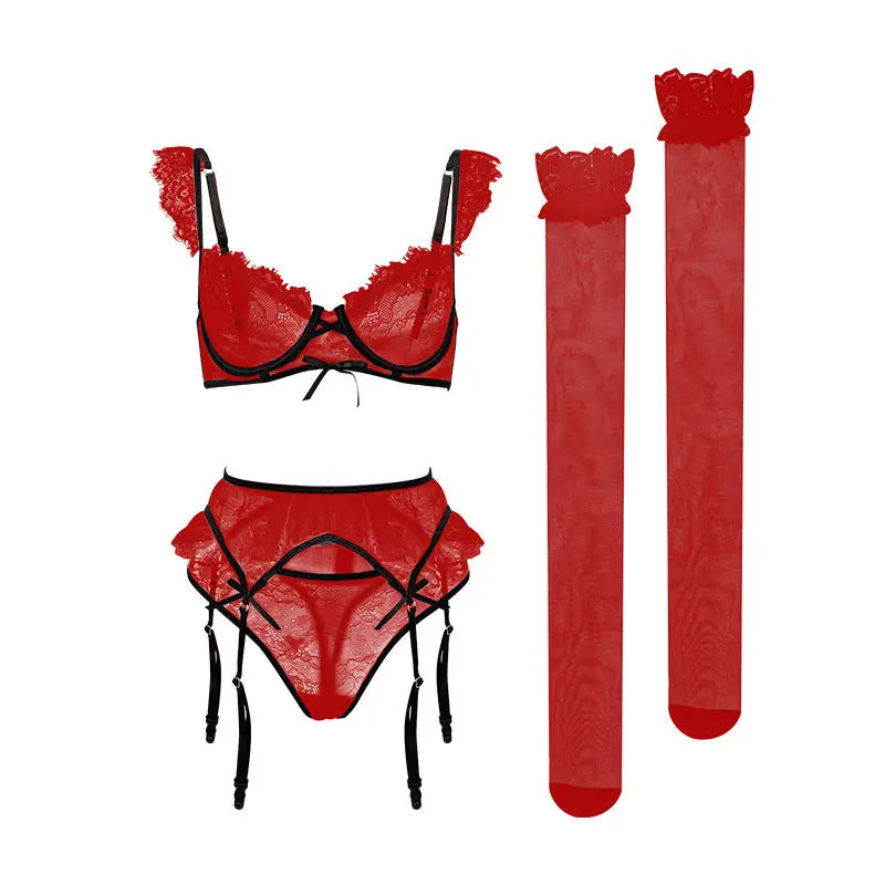 Red Bra Lace Cotton Dress 
