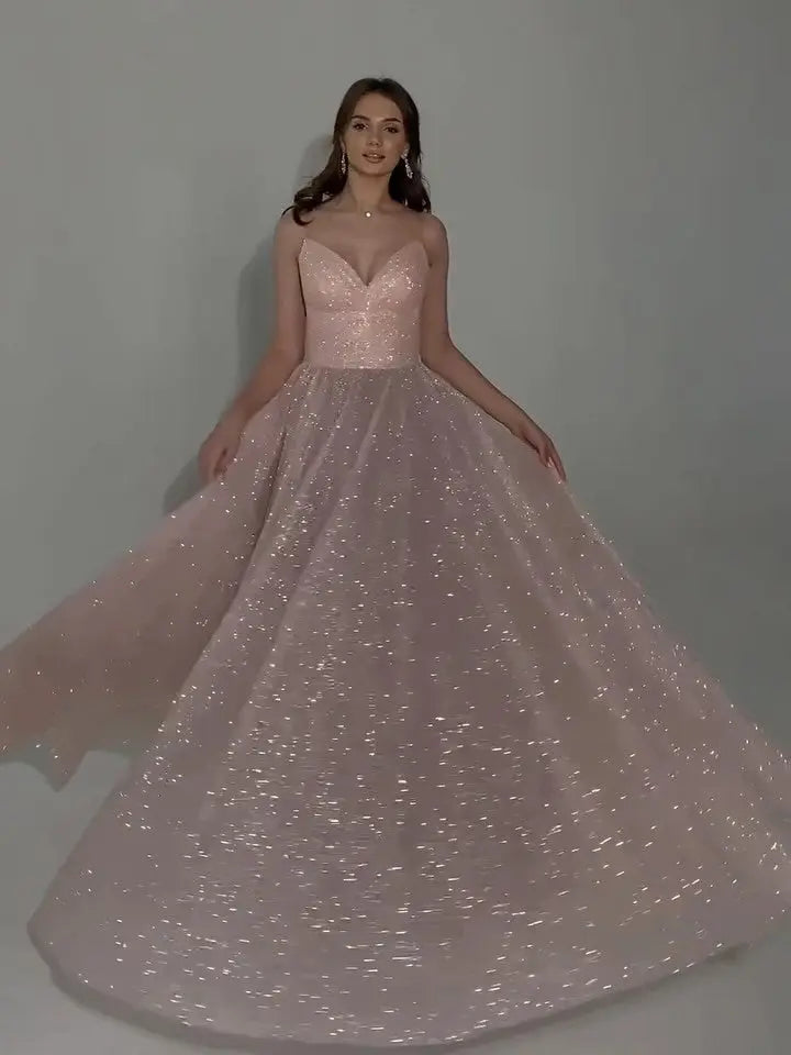 Sequined Backless Evening Dress 