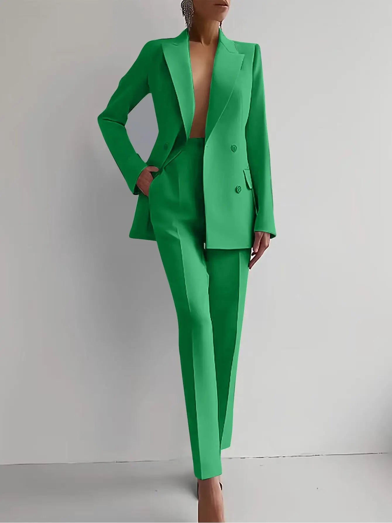 Casual Suits Fashion Long Sleeve Single-breasted Jacket Top And Slim Fit Trousers Women's Business Suits 