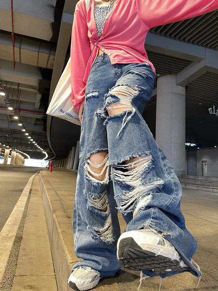 Slim Mopping Wide Leg Trousers Woman 