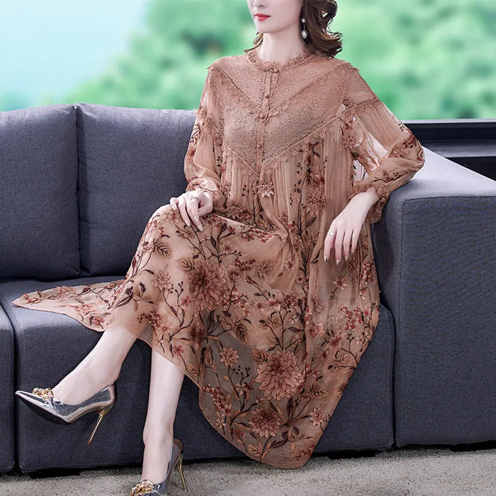 Middle Aged Mother's Silk Dress  Silk 
