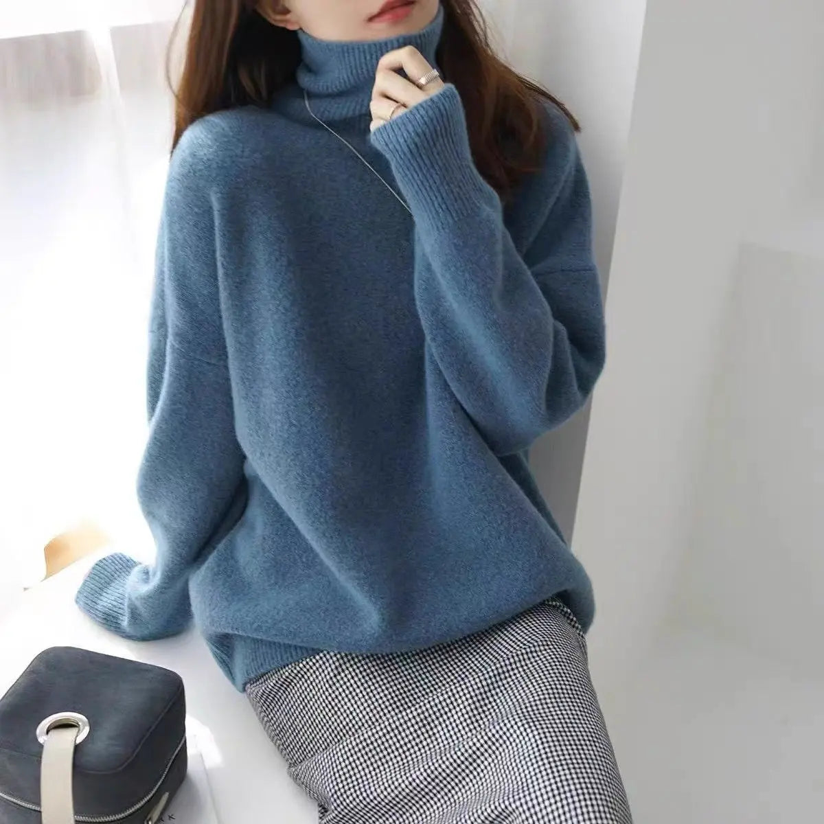 Women's Turtleneck Autumn And Winter Thickening Inner Wear Base Cashmere Sweater Sweater 