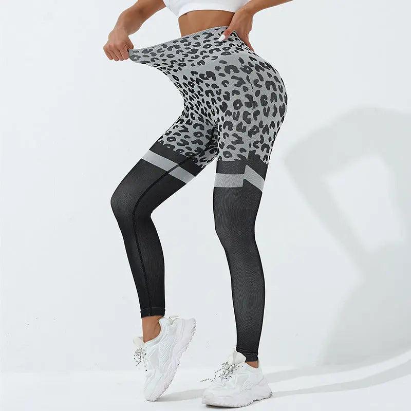 Leopard Print Fitness Pants For Women High Waist Training Yoga Pants 