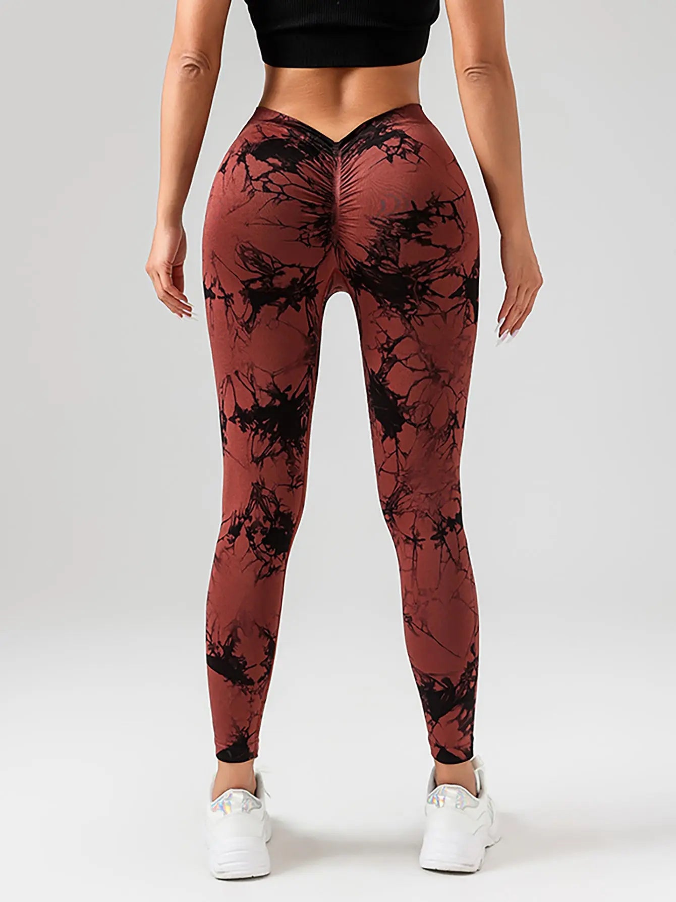 3 Pack Women's Scrunch Workout Leggings, High Waisted Butt Lifting Tie-dye V Back Waist Seamless Gym Yoga Leggings, Workout Leggings For Women Jada Leggings 