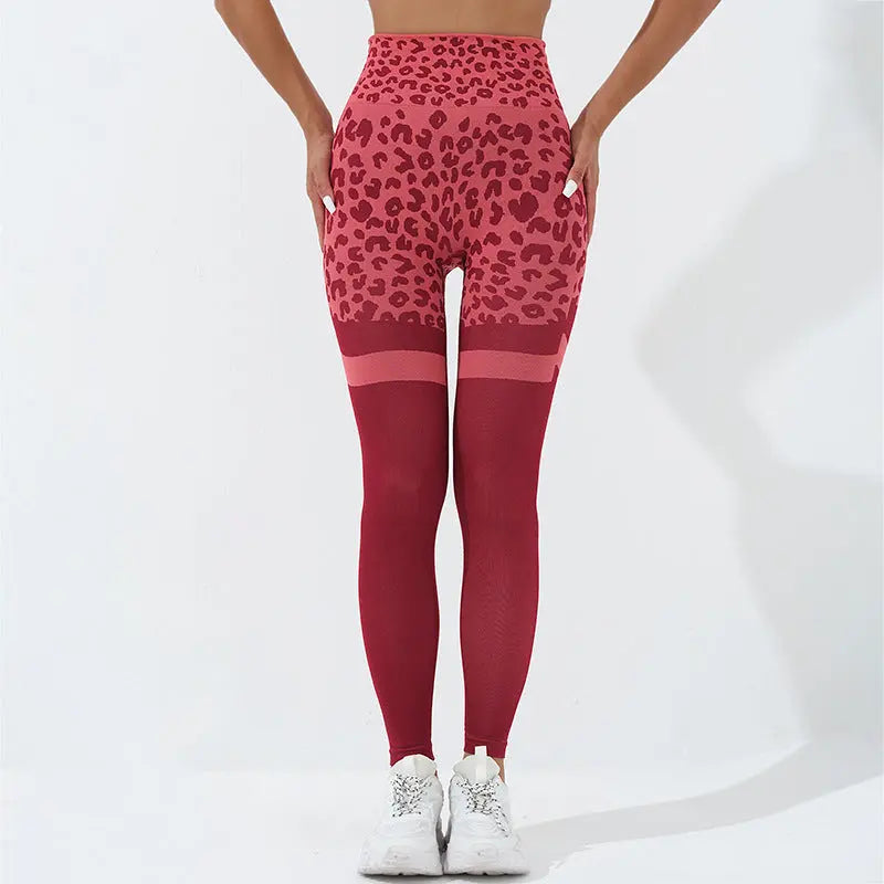 Leopard Print Fitness Pants For Women High Waist Training Yoga Pants 