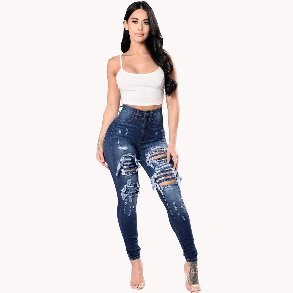 Women's ripped jeans pants 