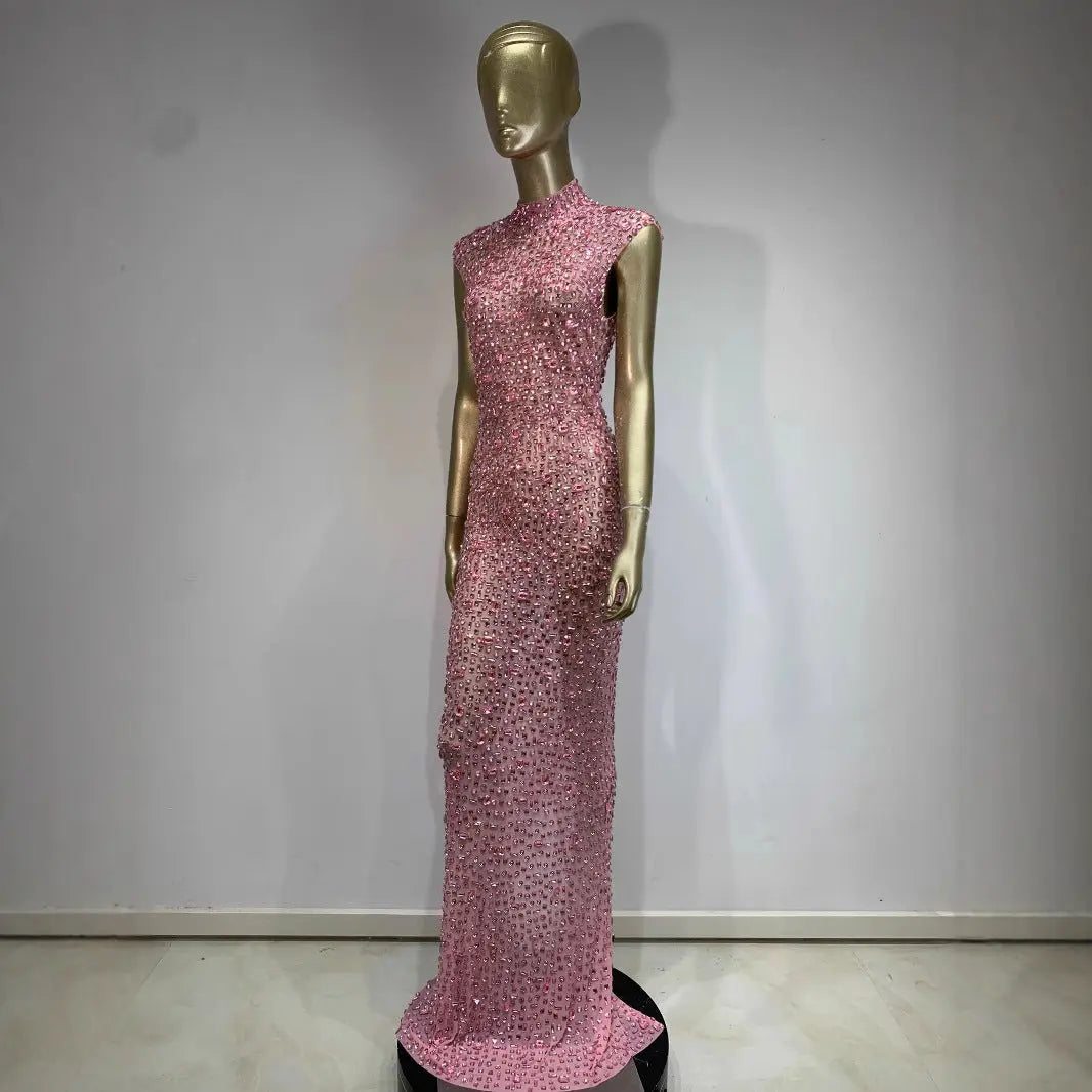 Rhinestone Dress Ball Party Long Dress Host Party Bridal Dress 