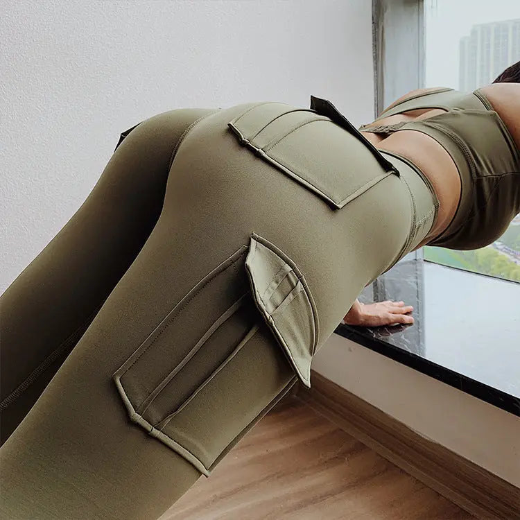 High Waist Leggings with Pockets Workout Gym Legging Scrunch Butt Yoga Pants 