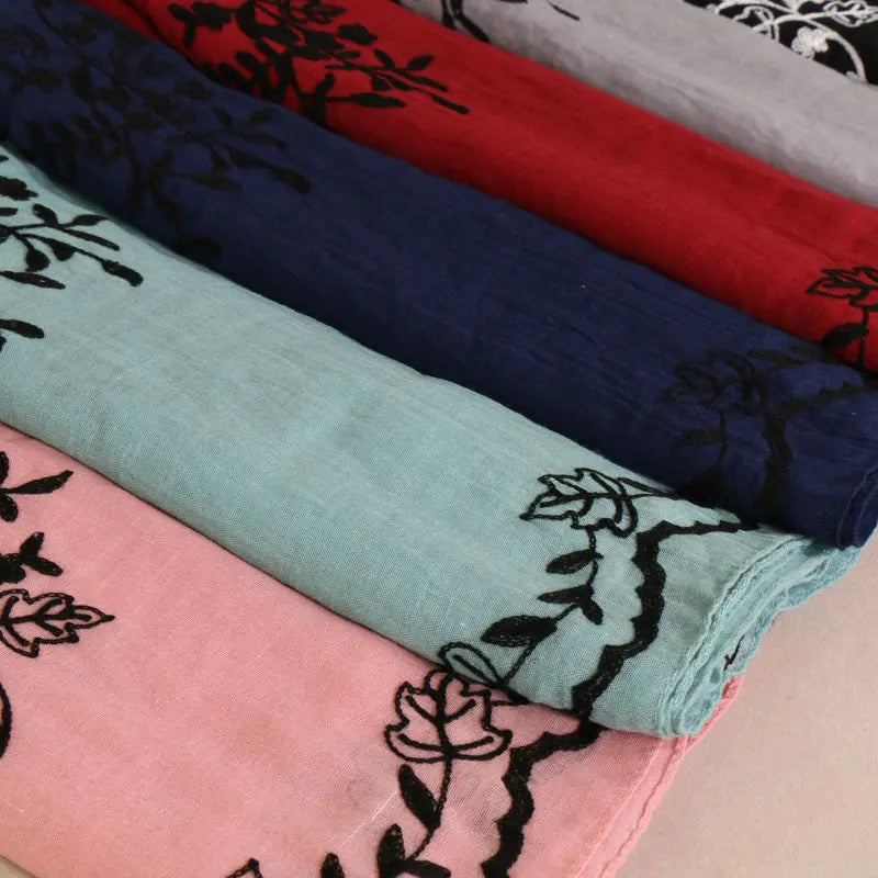 Cotton Embroidered Long Scarf For Indian Women 