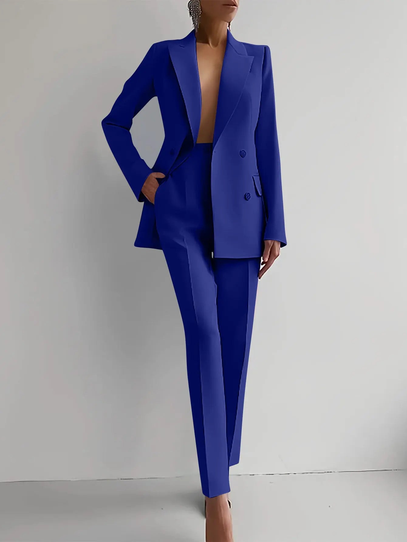 Casual Suits Fashion Long Sleeve Single-breasted Jacket Top And Slim Fit Trousers Women's Business Suits 