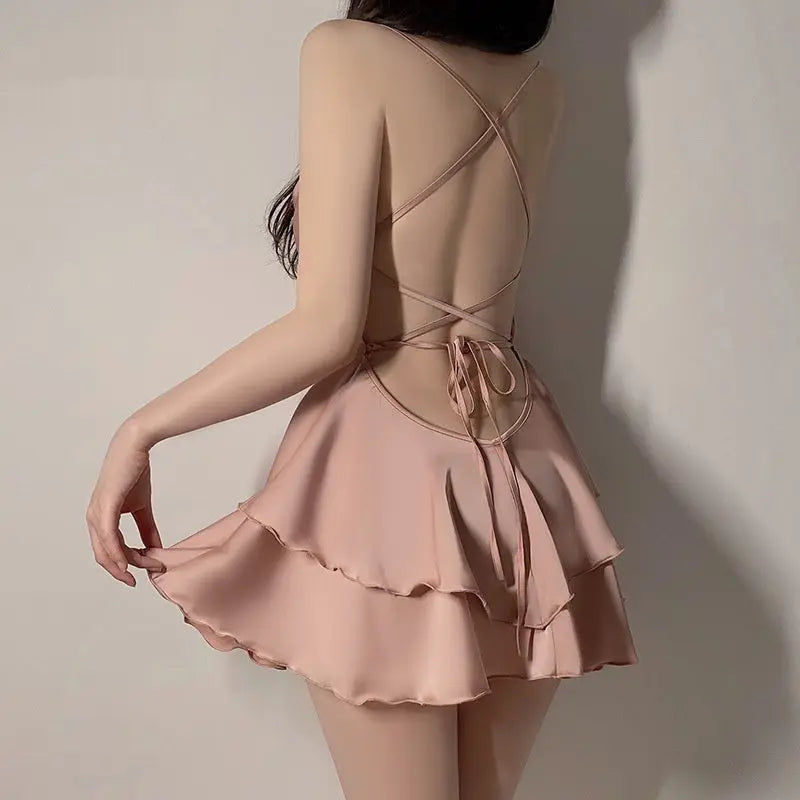 Underwear Pure Lace Slip Nightdress Outerwear Gown Homewear Suit 