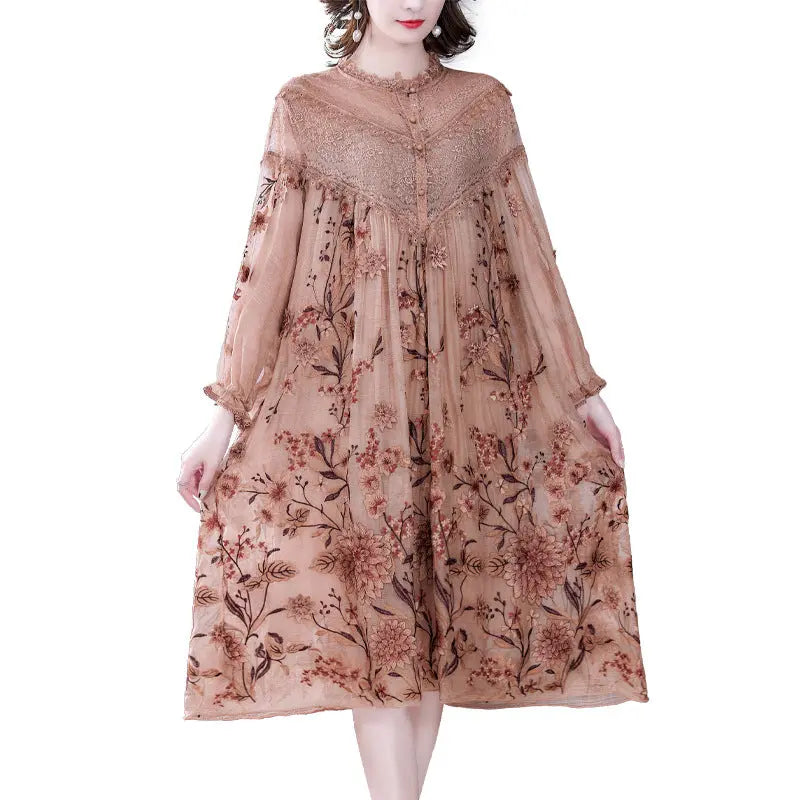 Middle Aged Mother's Silk Dress  Silk 