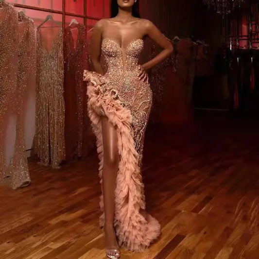 Sexy sequined tube top dress 