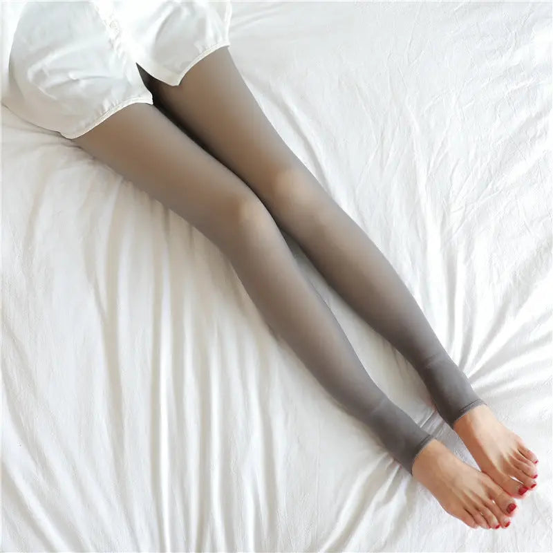 Fake Translucent Plus Size Leggings Fleece Lined Tights Fall 