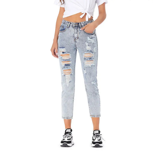 Jeans Women's Ripped Spring Casual Loose Jeans 