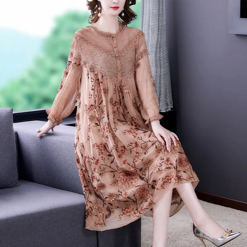 Middle Aged Mother's Silk Dress  Silk 