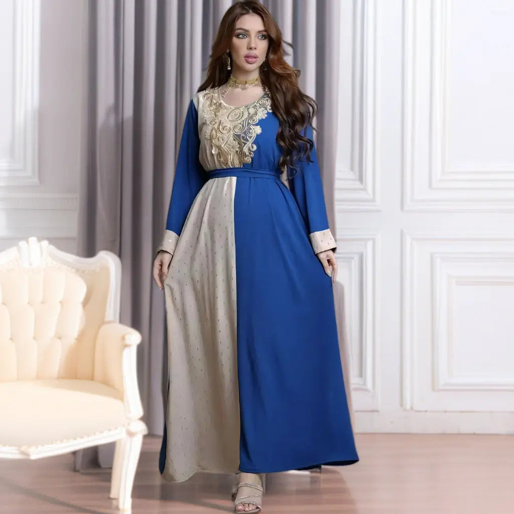 Embroidery Applique Muslim Tunic Robe Dress 