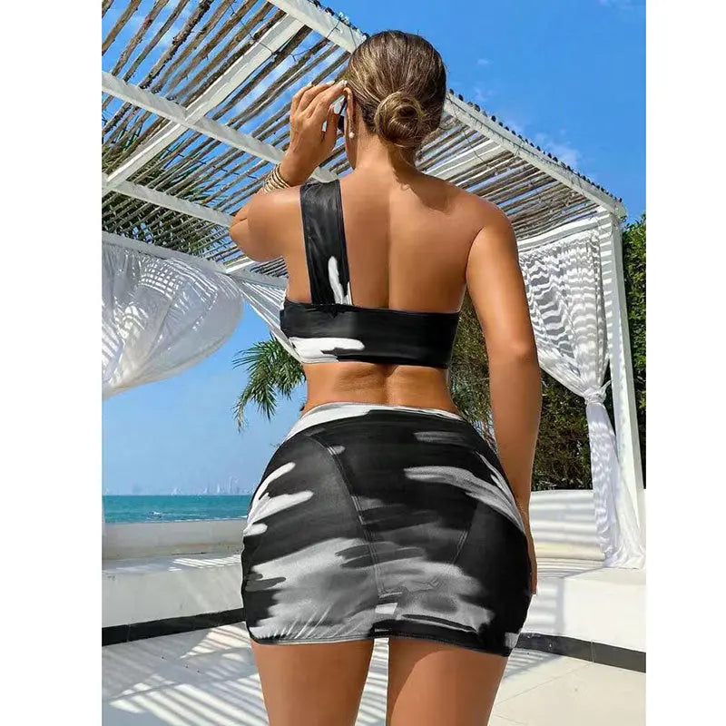 Gradient Color Three-piece Bikini Fashion Shoulder 