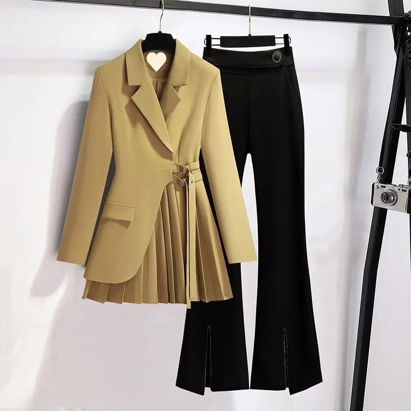 Graceful Suit Jacket Fat Girl Casual Pants Two-piece Set 