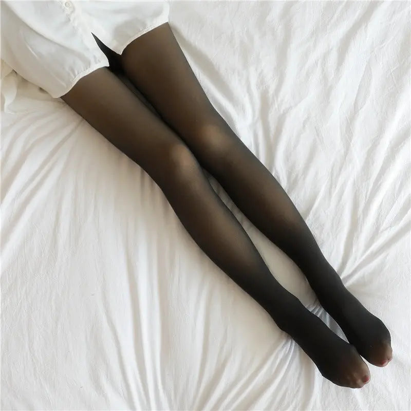 Fake Translucent Plus Size Leggings Fleece Lined Tights Fall 