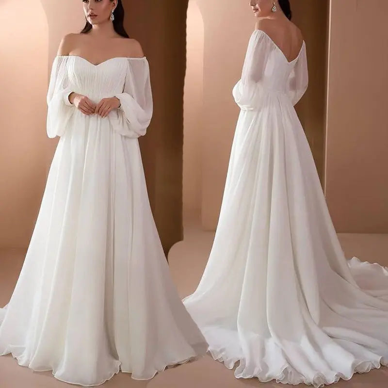 New Product Collar Dress Slim Solid Color Long Dress 