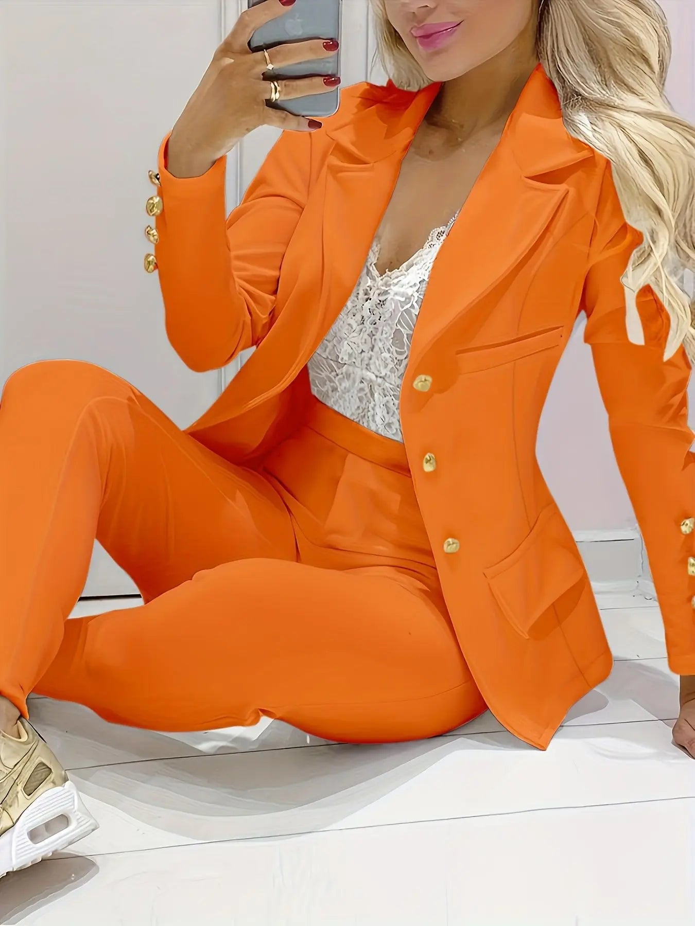 Women's Solid Color Temperament Commute Casual Suit 