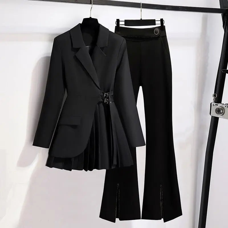 Graceful Suit Jacket Fat Girl Casual Pants Two-piece Set 