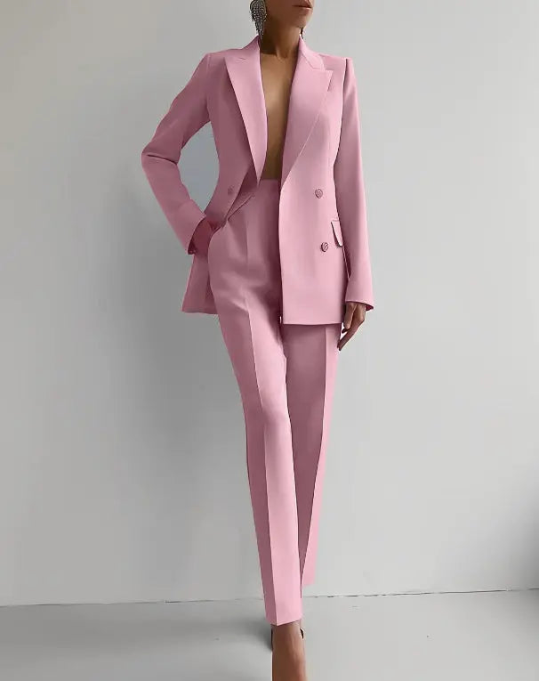 Casual Suits Fashion Long Sleeve Single-breasted Jacket Top And Slim Fit Trousers Women's Business Suits 
