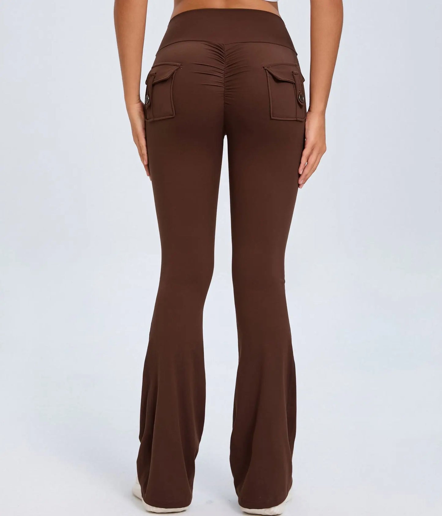 Yoga Fitness Flared Pants With Pockets Ins Fashion Slim High Waist Sports Trousers  Scrunch Butt Booty Workout Lifting Leggings 