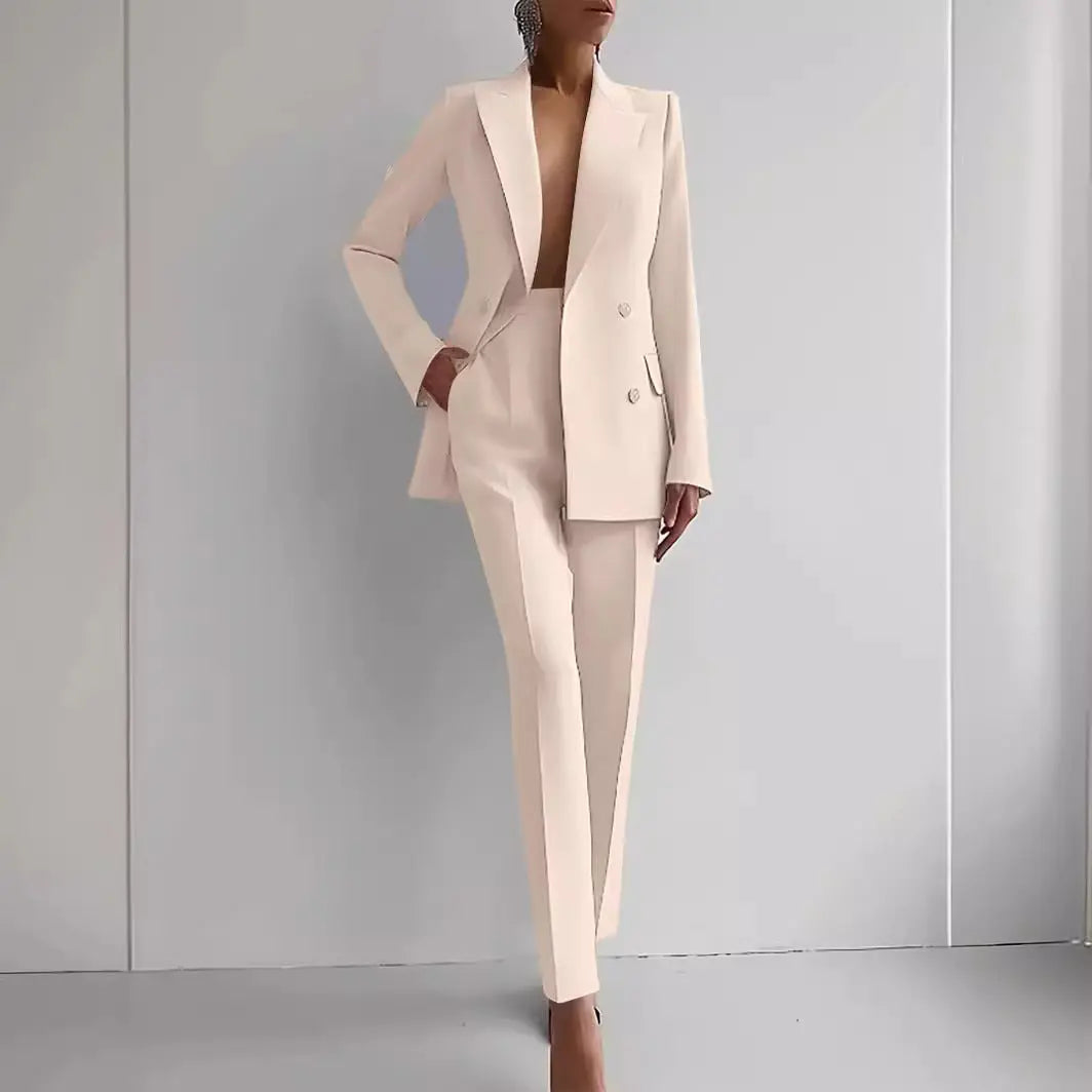 Casual Suits Fashion Long Sleeve Single-breasted Jacket Top And Slim Fit Trousers Women's Business Suits 